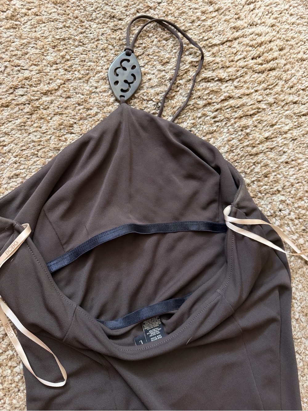 BCBG Brown Halter Midi Dress - Picture 5 of 5